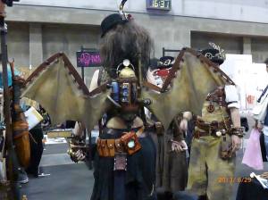 Bat shaped wings seem to also be quite popular with Japanese Steampunk enthusiasts. Check out this lady's awesome mechanical wings.