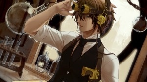 Here we have a fine example of Anime style Steampunk.  Note that this illustration relies more on the traditional brow colors than the preceding one.