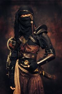 In keeping with tradition, a Steampunk Ninja. How cool is that. right? You have to wonder if the cogs on the shoulder double as throwing stars.